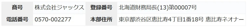 貸金業ジャックスの会社概要