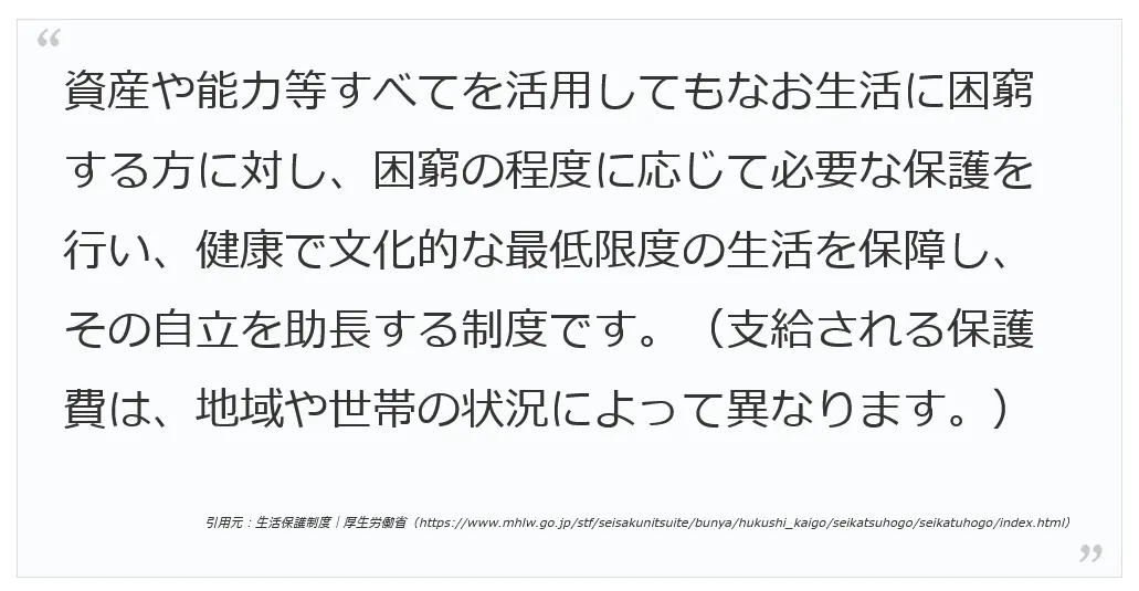 生活保護制度の趣旨｜厚生労働省公式サイトから