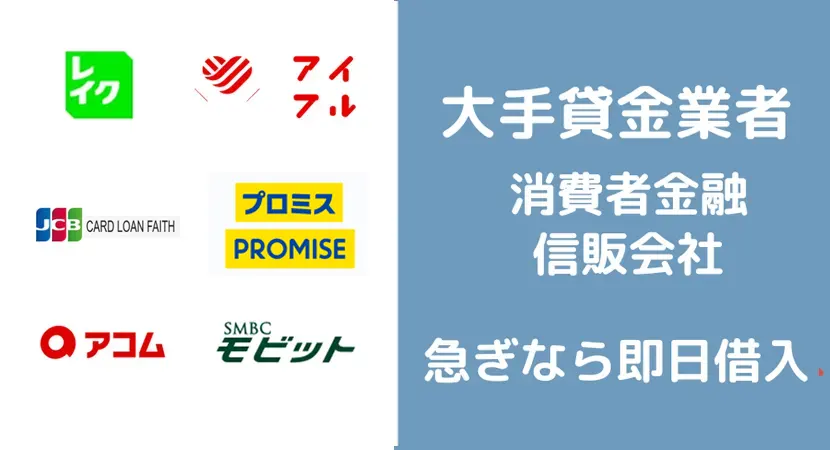 急ぎでお金を借りたい人向けの金融機関である大手消費者金融や信販会社である解説