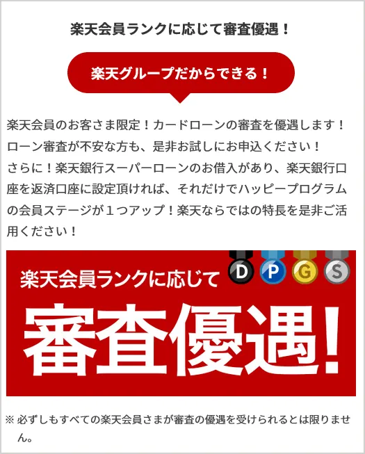 楽天会員はスーパーローンの審査が優遇される