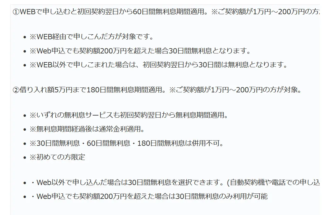 レイク無利息期間の利用条件