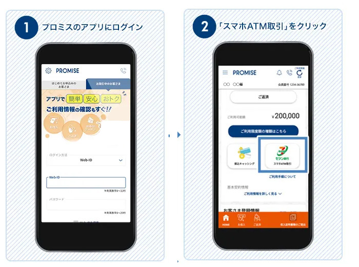 プロミスで簡単にお金を借りる方法手順1｜アプリにログイン