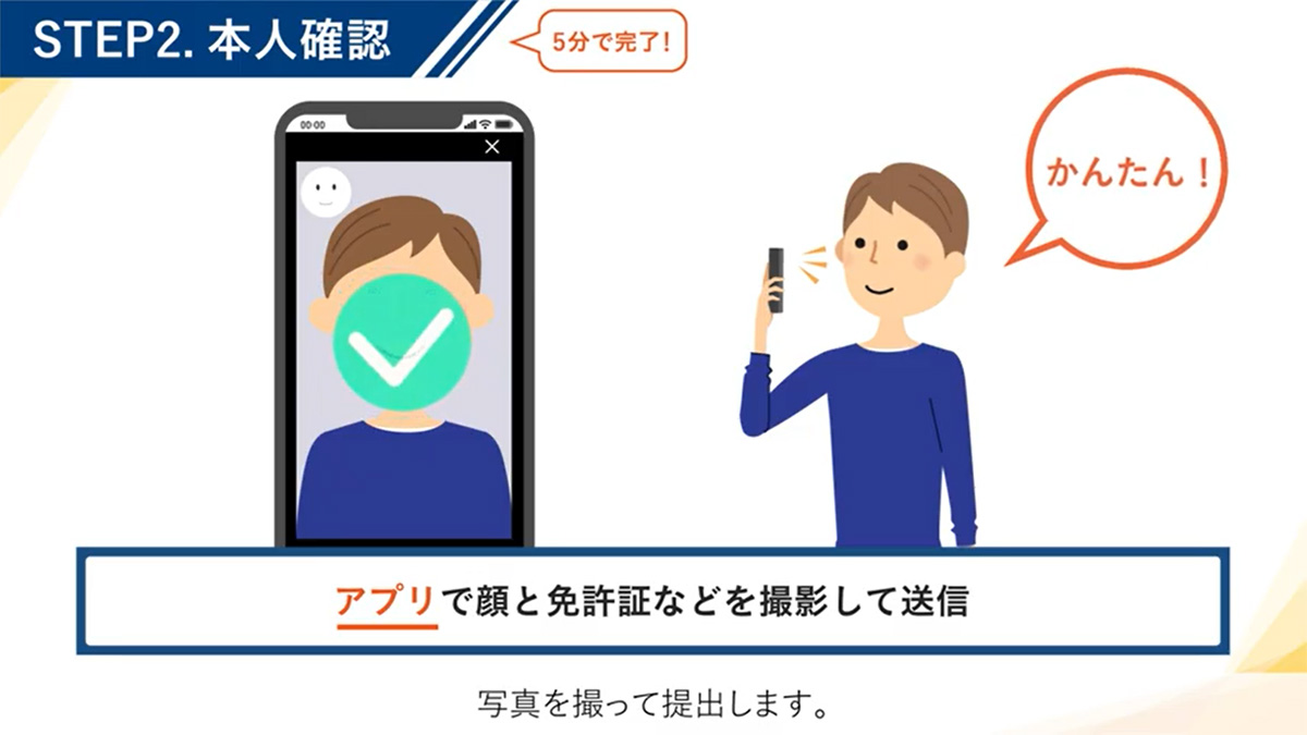 プロミススマホアプリで顔と本人確認書類を撮影して送信