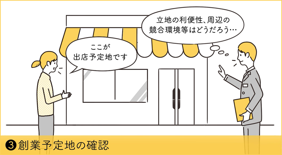 日本政策金融公庫担当者に創業計画予定地の確認を受ける